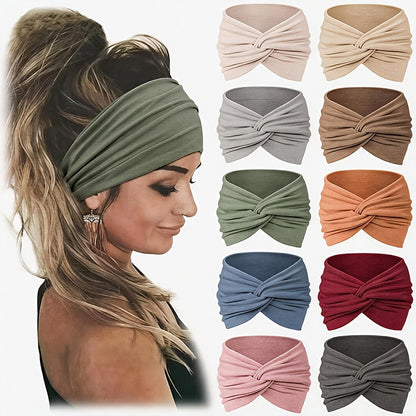 Bohemian Hair Ties for Women 10 Pack – Non-Slip Elastic Breathable Headbands for Running, Yoga, Sports & Makeup, Comfortable Boho Hair Accessories, Holiday & Birthday Gift