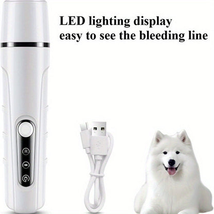 Rechargeable Pet Nail Grinder Low Noise Low Vibration for Dogs and Cats – USB Charge LED Display Safe Grooming Tool