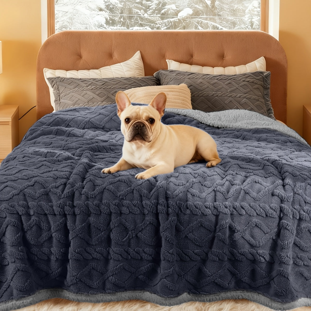 Liquid-Proof Pet Blanket Reversible Sherpa Fleece Sofa Bed Furniture Protector for Dogs Cats Machine Washable Throw Blanket Small Medium Large XL Light Gray Khaki Beige Dark Gray