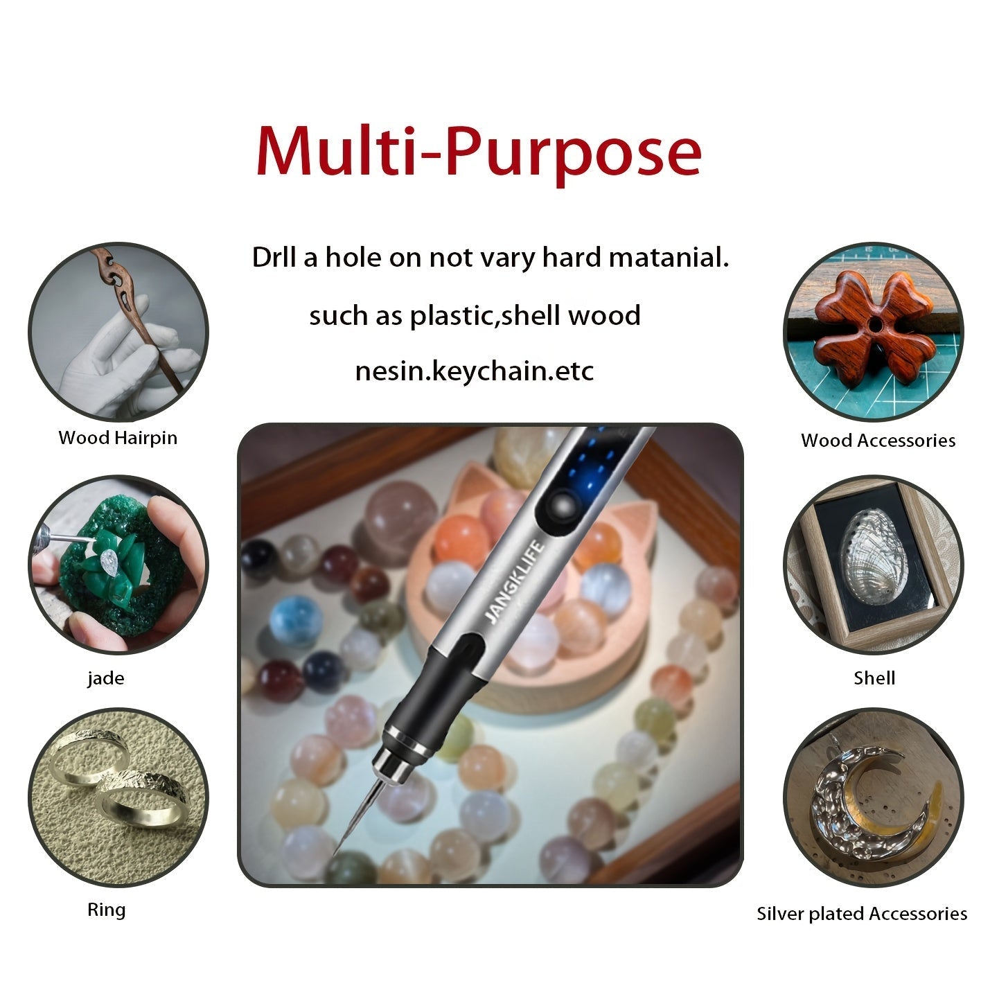 Cordless Rotary Tool Rechargeable Engraving Pen Adjustable Speed Electric Carving Pen for Wood Engraving Sanding Polishing Etching Grinding Cutting DIY Crafts Portable Handheld Hobby Tool