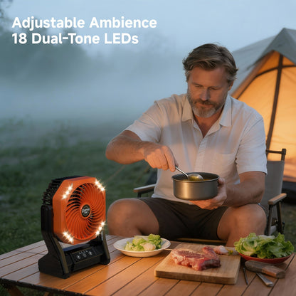 20000mAh Camping Fan with LED Light – 4 Wind Speeds, Brushless Motor, 180° Oscillation, 22-26H Battery Life, 3-in-1 Portable Outdoor Desk Fan for Camping, Hiking, Picnic & Emergency Use – 6 Colors