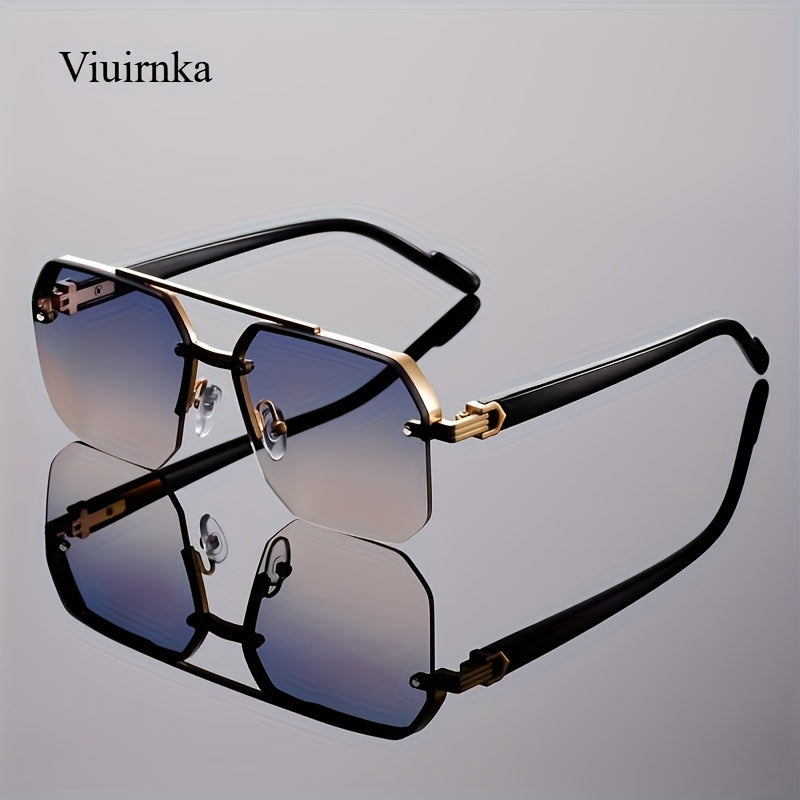 Semi-Rimless Vintage Fashion Glasses Unisex – Lightweight PC Polycarbonate Frame with Metal Hinge, Decorative Eyewear for Party, School, Daily Wear, Halloween, Christmas & Holiday Occasions