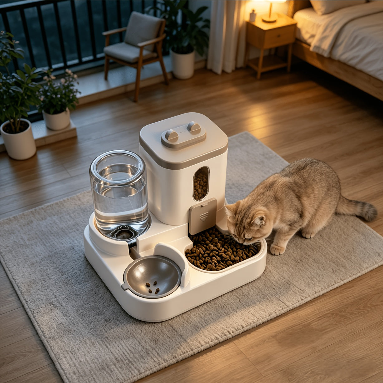 2-in-1 Gravity Pet Feeder for Cats & Dogs – Non-Electric Automatic Food & Water Dispenser, Space-Saving, Easy to Clean, Ideal for Multi-Pet Homes