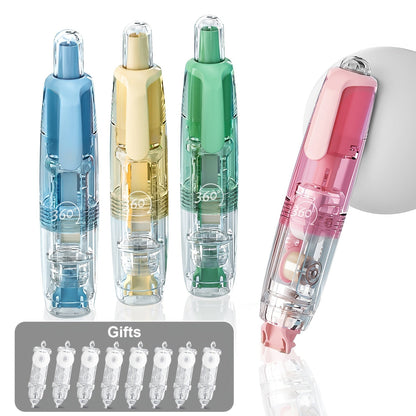 Retractable Correction Tape with Refills – Mess-Free Instant Error Correction for School Office & Home, 1pc + 2 Refills or 4-Pack + 8 Refills, Smooth Dry Correction Tape Back to School Supplies