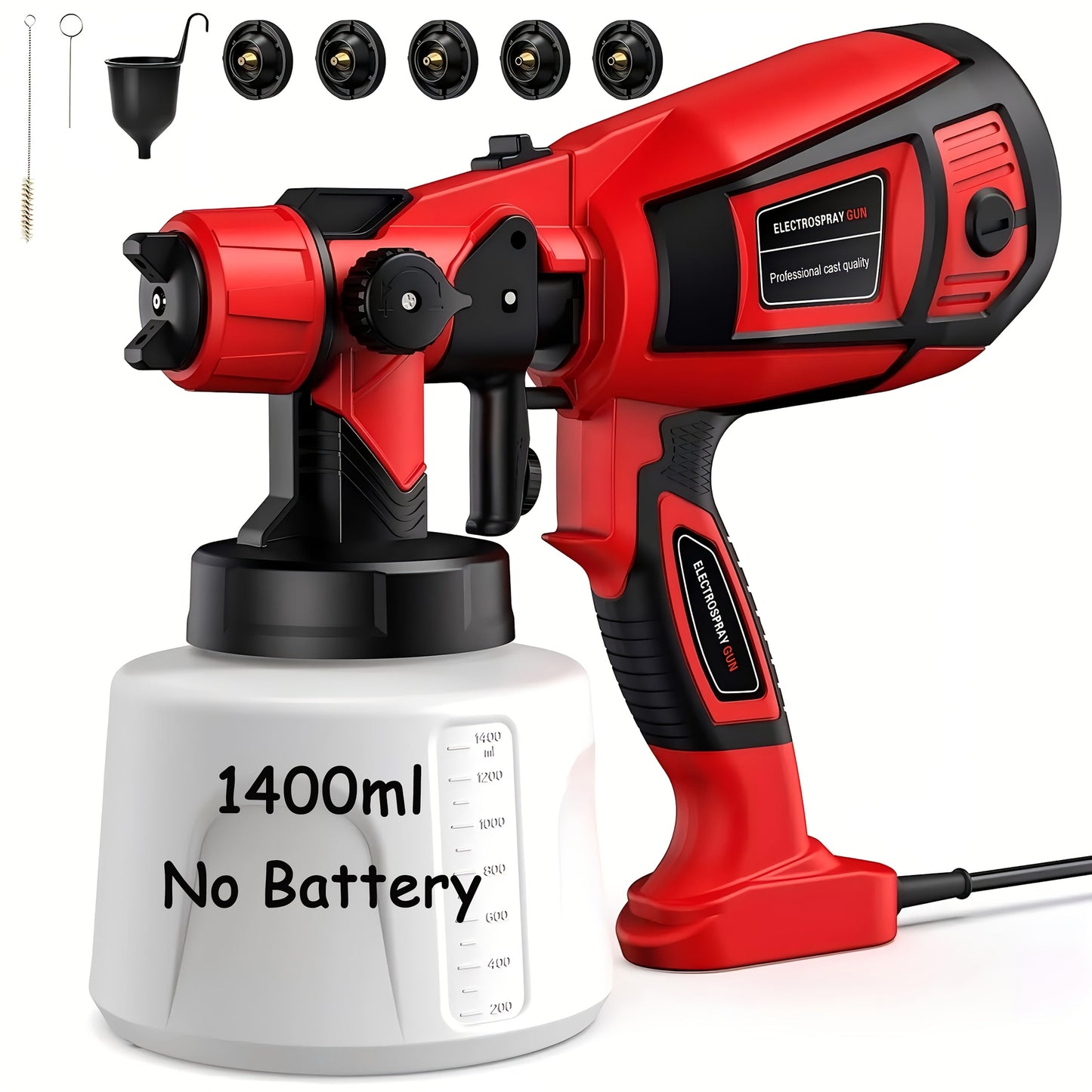 HVLP Electric Paint Sprayer Gun – Airless Spray Gun with 3 Patterns, 27oz Container, Easy Clean for House, Furniture, Cabinets, Fence, Walls, Cars & DIY Projects