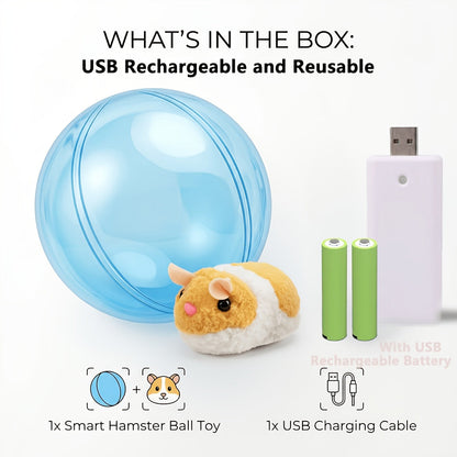 Interactive Cat Toy Ball USB Rechargeable - Motion Activated Auto Rolling Toy for Indoor Cats & Dogs, Engages Bored Adult Pets, Cartoon Design, Small Medium Large Breeds, Blue & Pink