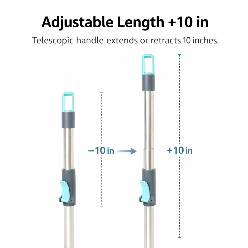 360° Spin Mop and Bucket Set with Wringer – Microfiber Mop Refills, Stainless Steel Extended Handle, Separate Compartment, Floor Cleaning System