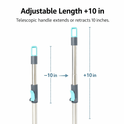360° Spin Mop and Bucket Set with Wringer – Microfiber Mop Refills, Stainless Steel Extended Handle, Separate Compartment, Floor Cleaning System