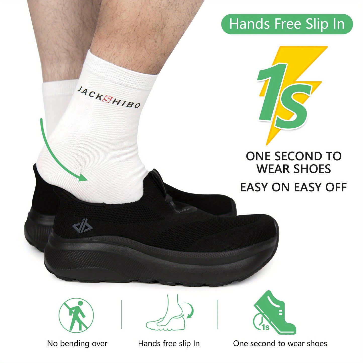 Men's Hands-Free Slip-On Orthopedic Sneakers – Wide Toe Box, Arch Support, Metatarsal Pad, Cushioned Zero Drop Sole, Mesh Upper, Walking Shoes for Comfort & Pain Relief