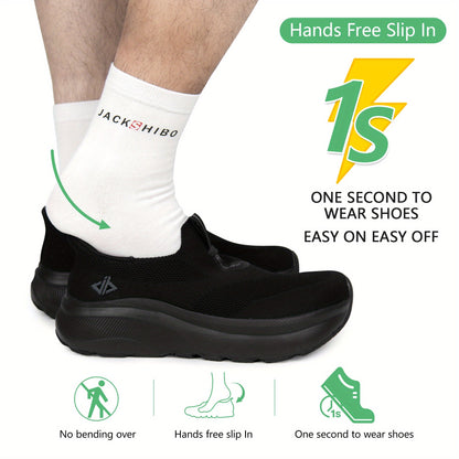 Men's Hands-Free Slip-On Orthopedic Sneakers – Wide Toe Box, Arch Support, Metatarsal Pad, Cushioned Zero Drop Sole, Mesh Upper, Walking Shoes for Comfort & Pain Relief