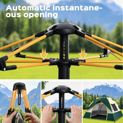 SKYNEST Automatic Instant Setup Camping Tent 1-3 and 3-4 Person All-Season Windproof Lightweight Tent Dual Doors Mesh Windows for Camping Hiking Hunting Travel Outdoor Shelter Green Beige
