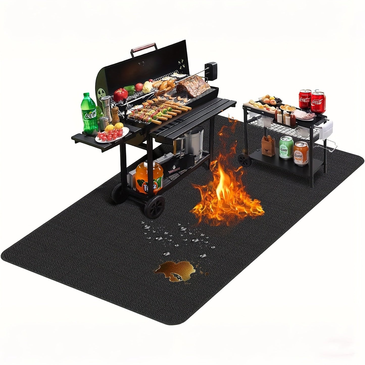 BBQ Grill Mat & Fire Pit Pad – Double-Sided Fireproof Heat-Resistant Deck Protector, Waterproof & Oil-Proof, Easy to Clean, 7 Sizes for Outdoor Grills, Fireplaces, Fire Pits & Smokers