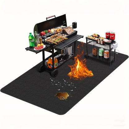 BBQ Grill Mat & Fire Pit Pad – Double-Sided Fireproof Heat-Resistant Deck Protector, Waterproof & Oil-Proof, Easy to Clean, 7 Sizes for Outdoor Grills, Fireplaces, Fire Pits & Smokers