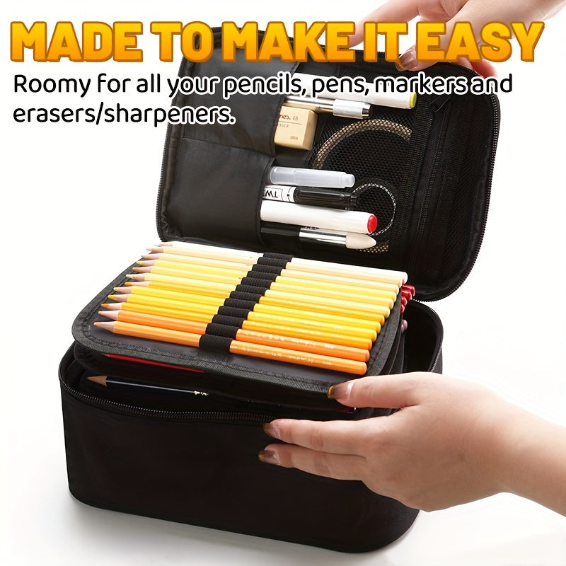 Colored Pencil Case 168-Slot Large Art Organizer with 7 Detachable Layers – Polyester, Multiple Zipper Pockets, Holds Markers & Colored Pencils, Perfect Gift for Artists, Students & Adults