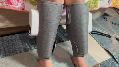 Cordless Air Compression Leg Massager 3 Intensities Calf Thigh Foot Knee Relief Rechargeable Portable Massager for Home Office Travel Gray Black