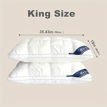 2 Pack Luxury Hotel Quality Bed Pillows Cooling Deep Sleep Neck Support Non-Collapse Hypoallergenic Polyester Fill for All Seasons Queen King Size in White Gray Pink Soft Texture Sleeping Pillow Gift