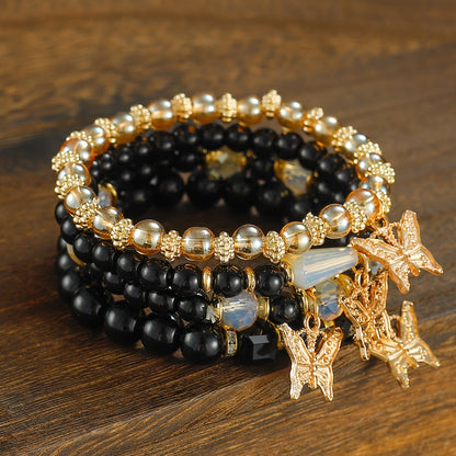 Boho Butterfly Beaded Bracelet Set for Women – 4, 8 & 16pcs Sparkle Multi-Layered Elastic Charm Stackable Bracelets, Perfect Gift for Stylish Ladies