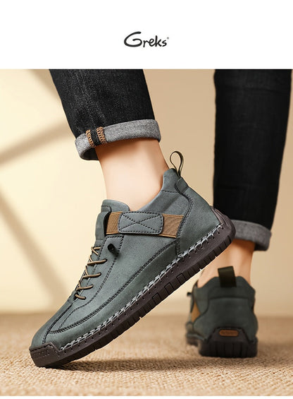 Men's Slip-On Ankle Boots Lightweight Mid-Top Loafers Cushioned Sole Non-Slip for Walking Driving Casual Office Semi-Formal Spring Fall EU 34.5-48