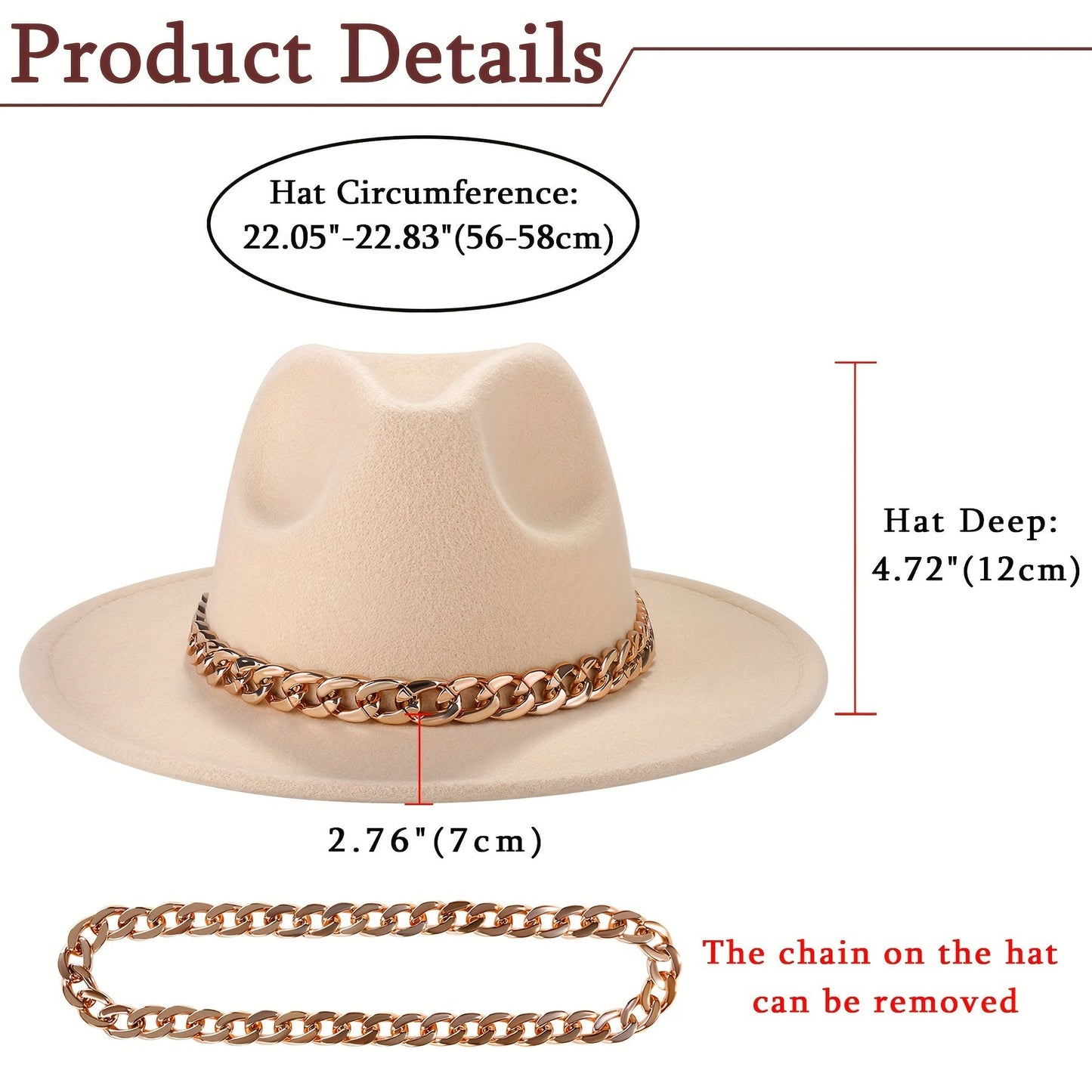 Wide Brim Cowboy Hat for Men & Women – Western Felt Fedora Cowgirl Cap, Classic Jazz Panama Trilby Style, Sun Hat for Outdoor Festivals, Travel & Everyday Casual Wear