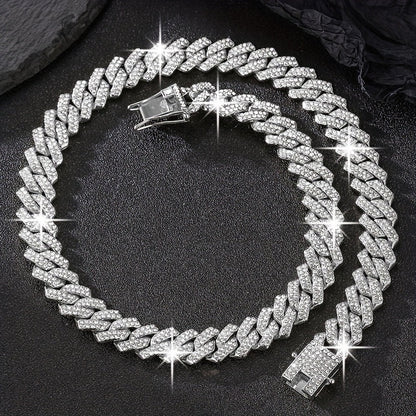 Cuban Link Chain Jewelry Set for Men 2pcs – Hip Hop Miami Bling Necklace and Bracelet Set, Luxury Fashion Streetwear Accessories, Perfect Birthday Anniversary Gift for Him
