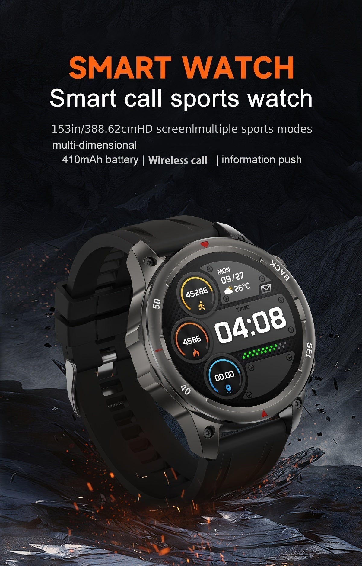 GPS Smartwatch for Men – 360×360 HD Screen, AI Voice, Wireless Calling, NFC, Compass, LED Lighting, Motion Trajectory, Outdoor Sport Fitness Tracker, Father's Day Gift