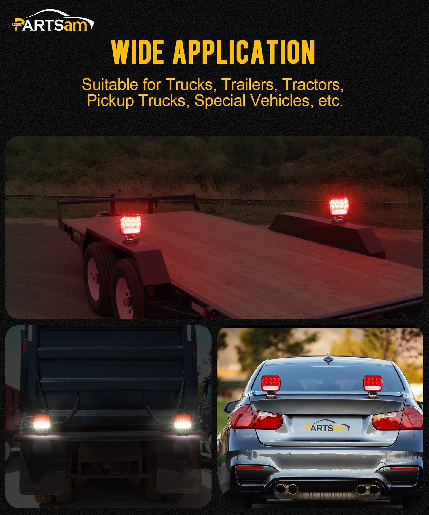 Wireless Magnetic Trailer Light Kit 26 LED Towing Tail Lights with 7-Pin Plug – Stop Turn Brake Backup Reverse IPX5 Waterproof 100FT Range for Trucks & Trailers 12-24V