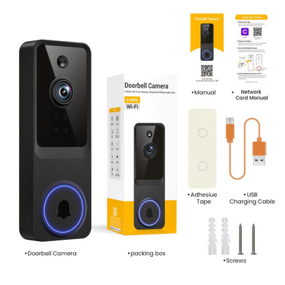 Wireless Doorbell Security Camera 1080P HD | 166° Panoramic View, Auto Tracking, Night Vision, Spotlight, Two-Way Audio, Person & Vehicle Detection, 2.4G WiFi – 1pc or 2pcs