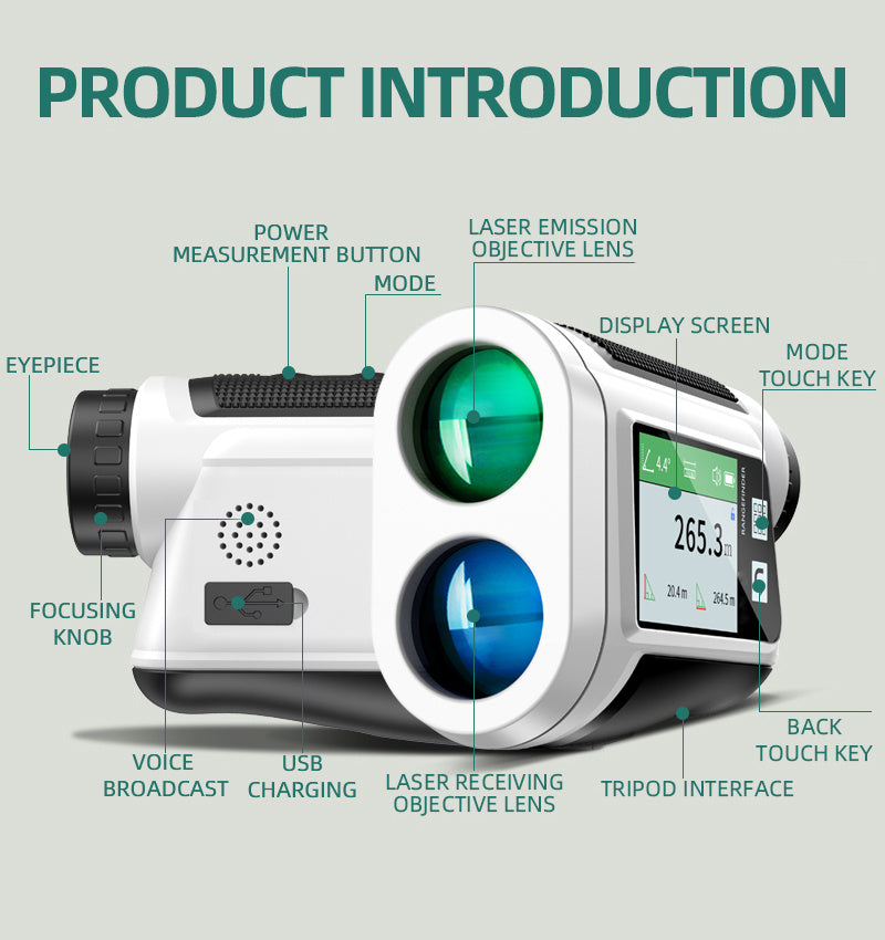 Nohawk 1000 Yard Laser Rangefinder with Side Color Display USB Rechargeable English Voice Broadcast Slope Compensation Vibration Alerts 9 Modes M Yard Ft for Golf Hunting Disc Golf Black White