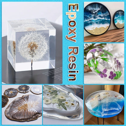 Epoxy Resin Kit Crystal Clear 2-Part Fast-Curing for Casting, Coating, Resin Art, Jewelry Making, Tabletops & Bar Counters – Available in 4oz, 72oz & 1 Gallon with Pump Kit & Glitter Accessories