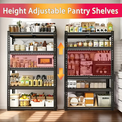 Heavy Duty 5-Tier Metal Shelving Unit 2000LBS Garage Storage Rack | 72"H & 60"H Adjustable Steel Shelf for Garage, Basement, Pantry, Closet, Utility Room – Black