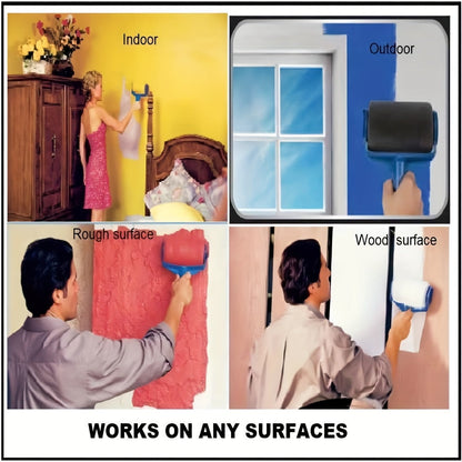 Paint Roller Brush Set 6.3 Inch with 4 Sealed Refill Paint Lids – Professional Wall Painting Kit for Home Repairs, Interior Walls, Ceilings & Decor Maintenance, Easy-Glide Smooth Finish