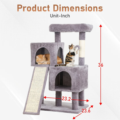 Multi-Level Cat Tree Tower with Scratching Post, Perches & Plush Apartments – Space-Saving Indoor Cat Climbing Frame & Activity Center, Heights 36–80 Inch, 6 Colors