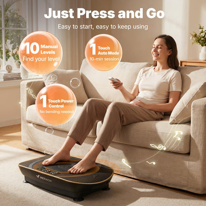 MERACH CV30 Pro Vibration Plate Exercise Machine Auto-Sensing Full Body Workout Platform with Bluetooth Speaker, Resistance Bands, 10 Speed Levels, LED Display, 330-440 lbs Capacity – Home Gym Fitness