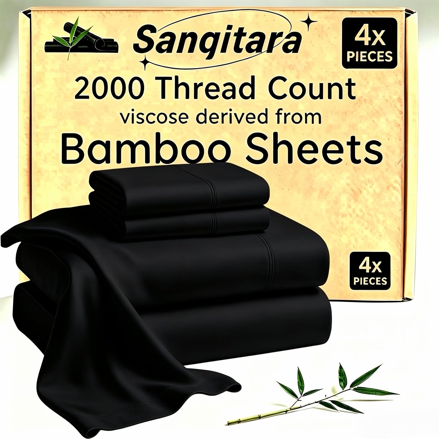 Cooling Bed Sheet Sets Bamboo Blend King Queen Full Twin – Ultra-Soft Deep Pocket Fitted Sheet for Hot Sleepers, Breathable Moisture-Wicking Lightweight Bedding White Black Apricot Gray Navy Purple