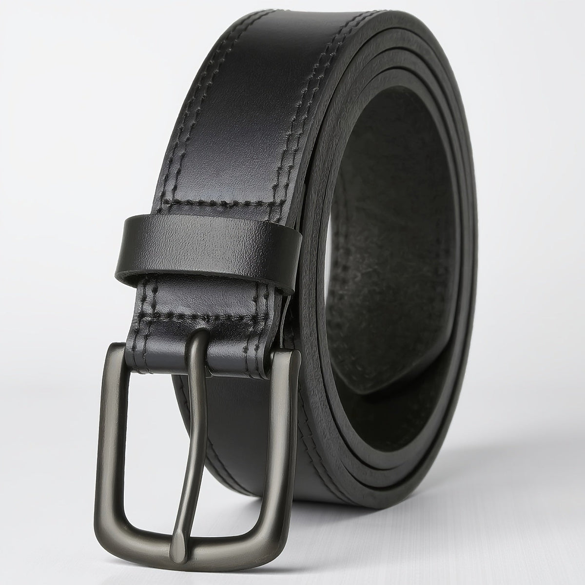 Men's Classic Full Grain Leather Jeans Belt with Gift Box - Handmade Fashion Casual Belt with Stainless Steel Buckle, Durable Black & Brown, Sizes 30-50, Perfect Gift for Him