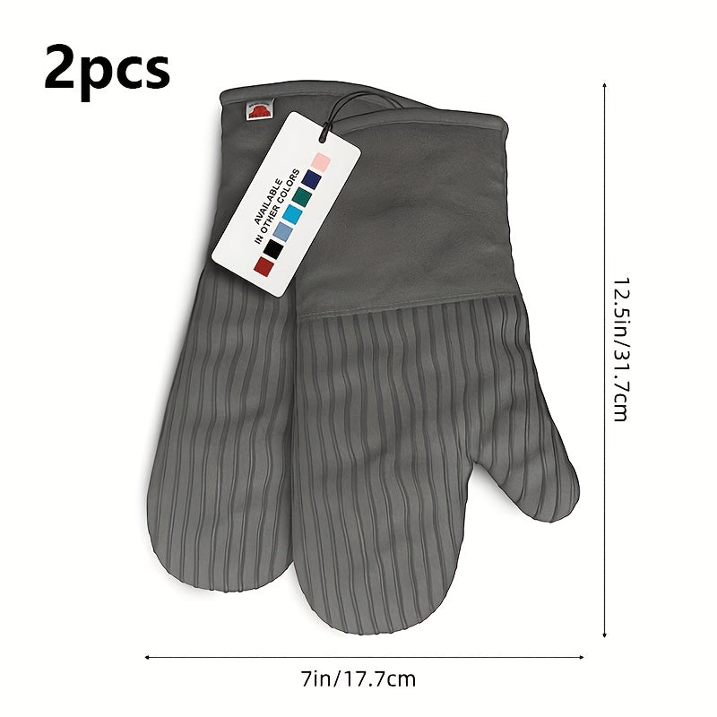 Oven Mitts and Pot Holders Set 6 Piece Heat Resistant Non-Slip Silicone Kitchen Gloves for Baking BBQ Cooking – Includes 1 Pair Mitts & 4 Pot Holders