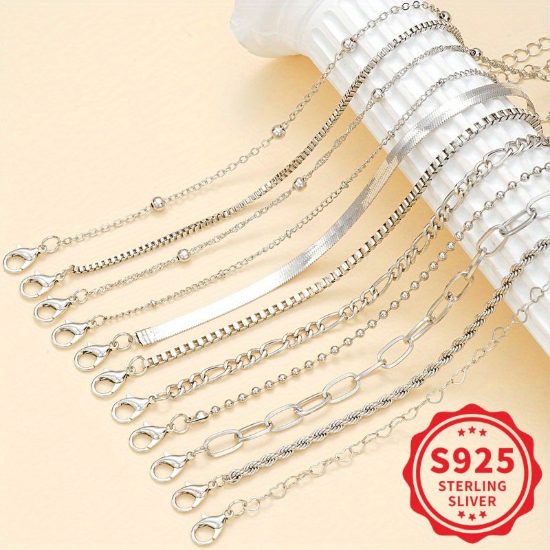 11 Pcs Women's Boho Silver Plated Twisted Snake Chain Bracelet Set – Stackable Layered Bracelets for Women, Minimalist Vacation & Daily Wear Jewelry, Perfect Gift Set