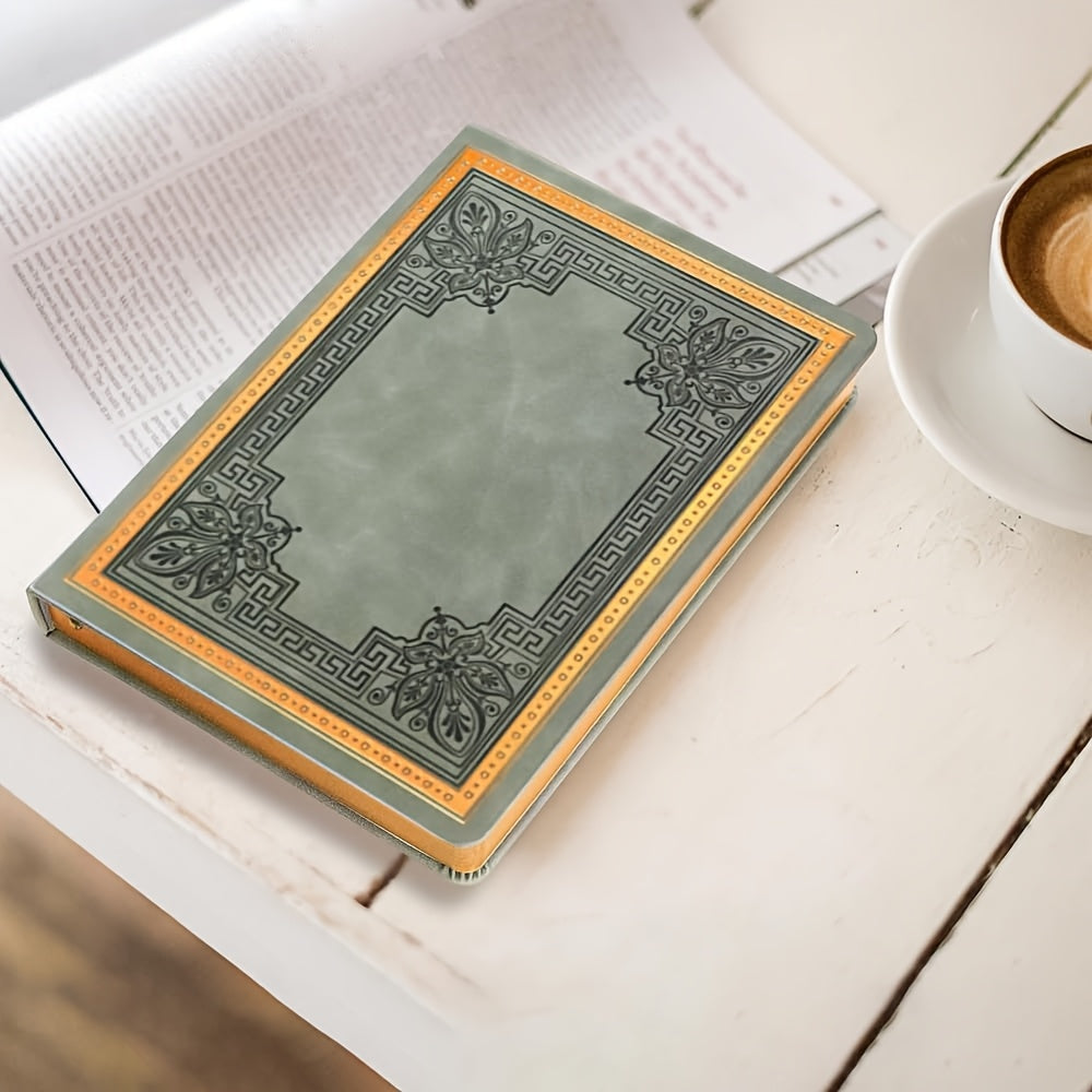 Vintage Faux Leather Hardcover Journal – 256-Page College Grid Notebook, 100 GSM Thick Paper, Golden Edge, B6 5.1"x7.1", 6 Colors, for Students Writers Travelers Bullet Journal