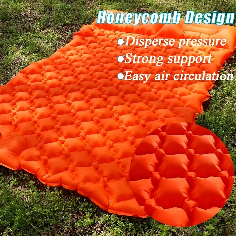 Self-Inflating Sleeping Pad Ultralight Nylon TPU Camping Mat, Built-In Pump Single & Double Person Options, Compact Portable Sleeping Mat for Camping Hiking Backpacking Travel Picnic, Orange & Blue