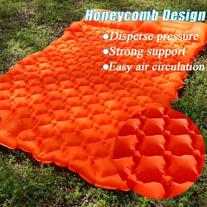 Self-Inflating Sleeping Pad Ultralight Nylon TPU Camping Mat, Built-In Pump Single & Double Person Options, Compact Portable Sleeping Mat for Camping Hiking Backpacking Travel Picnic, Orange & Blue