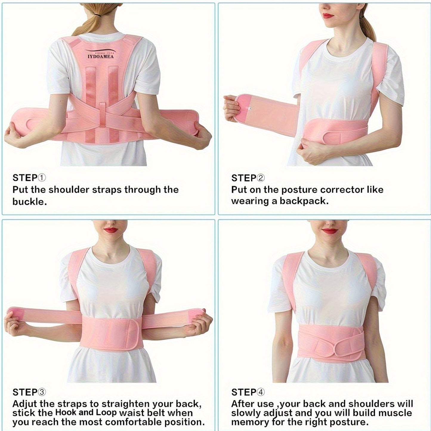 Posture Corrector Back Brace for Women & Men – Adjustable Breathable Shoulder Lumbar Support Straightener Belt for Upper & Lower Back Pain Relief, Waist 25–29 Inch