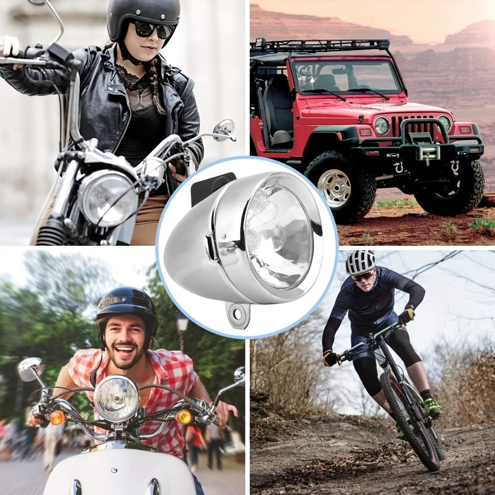 Bicycle Dynamo Headlight & Tail Light Kit 12V 6W Friction Generator – No Battery Needed, Fits Mountain Bike, Road Bike, BMX, Folding Bike, Kids Bike & More, Silver
