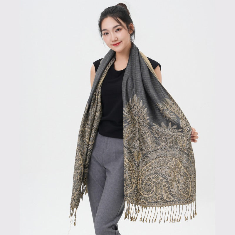 Phoenix Tail Paisley Pashmina Scarf – Thick Warm Wrap Shawl for Women, Luxurious Soft Fabric in 17 Vibrant Colors, Versatile for Formal Events, Everyday Wear & Gifting