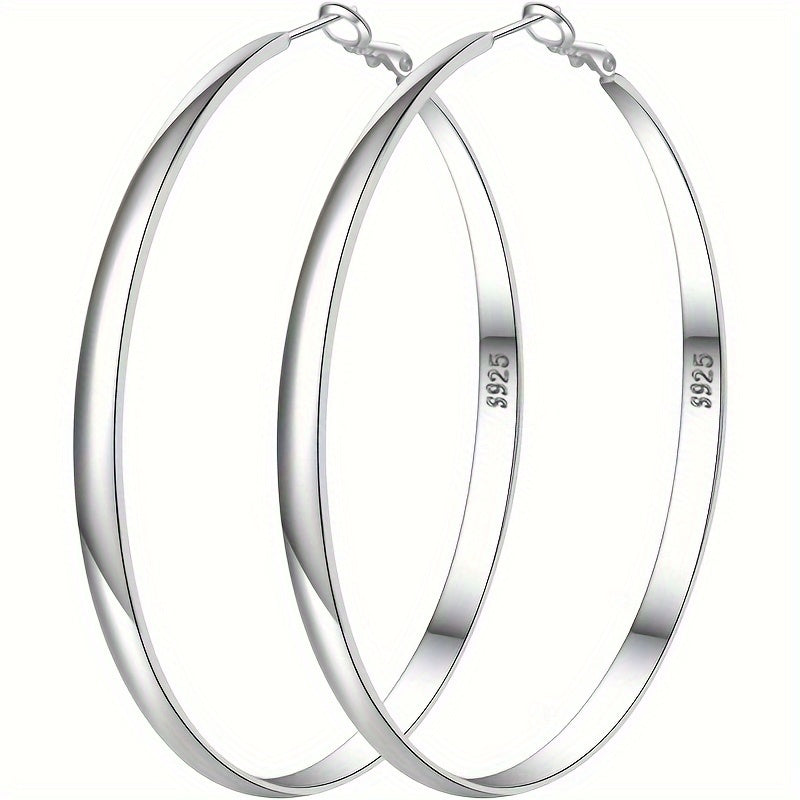 S925 Sterling Silver Large Hoop Earrings Hypoallergenic Thin Oversized Big Hoops French Minimalist Style for Women Girls Daily Vacation Jewelry