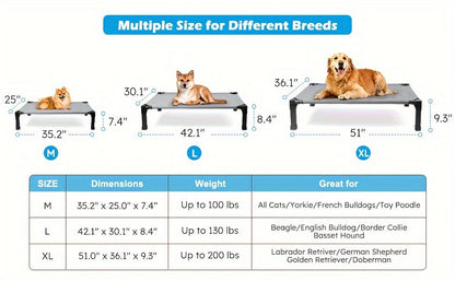 Cooling Elevated Dog Bed Raised Cot with Breathable Mesh & Metal Frame – Washable Portable No-Slip Dog Cot for Indoor & Outdoor Use, Available in 4 Sizes & 7 Colors for All Breeds