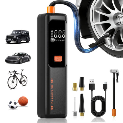 Cordless Tire Inflator Portable Air Compressor with Digital Pressure Gauge, USB Rechargeable, 3X Fast Inflation for Car, SUV, Truck, Bike, Motorcycle, Ball & Sports Equipment – Compact Auto Air Pump