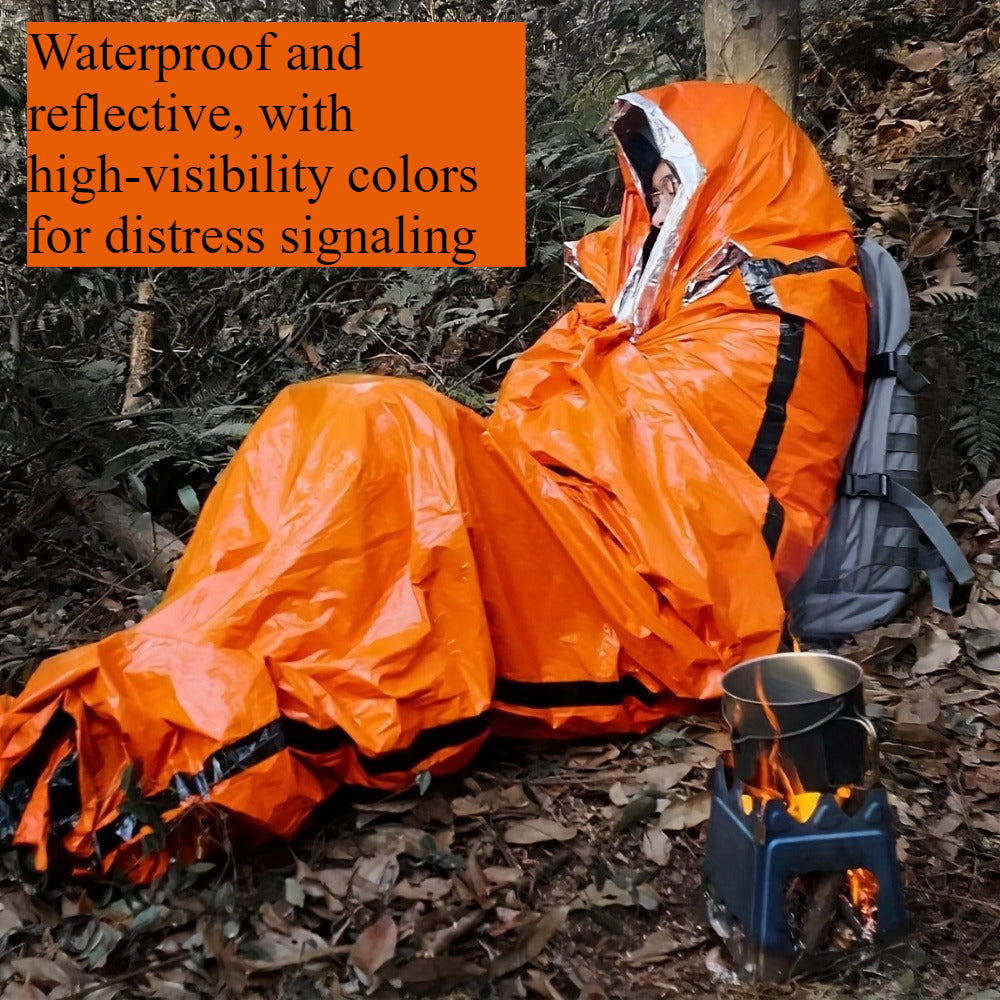 Emergency Mylar Sleeping Bag 4-Piece Kit – 2 Thermal Survival Sleeping Bags + 2 Whistles, Lightweight Portable Shelter for Camping, Hiking, Backpacking, Outdoor Survival & Emergencies