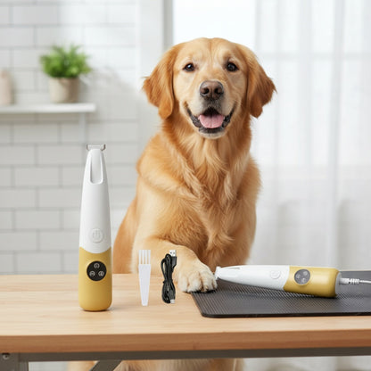 Cordless Quiet Dog Paw Trimmer with LED Light – Low-Noise Rechargeable Pet Hair Clipper for Paws, Face & Ears, Suitable for Small Dogs & Cats, Professional Grooming Tool