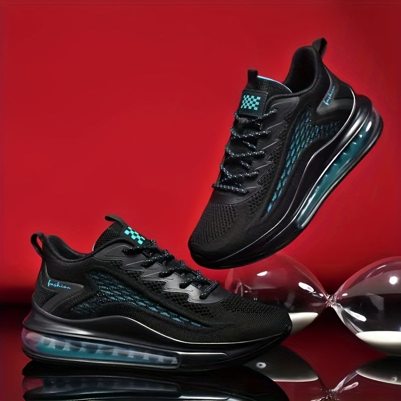 Men's Air Cushion Running Sneakers Lightweight Lace-Up Anti-Slip Shock-Absorbing Breathable Athletic Shoes for Walking Fitness Tennis Travel Sizes US 6.5-13.5 Black Blue White Yellow Red