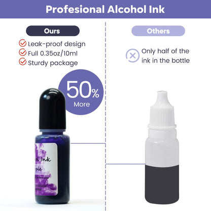 Alcohol Ink Set 24 Colors 10ml – High-Concentration Resin Dye for Epoxy Resin Art, Tumblers, Coasters, Fluid Painting & Crafts, Fast-Drying Acid-Free Pigment